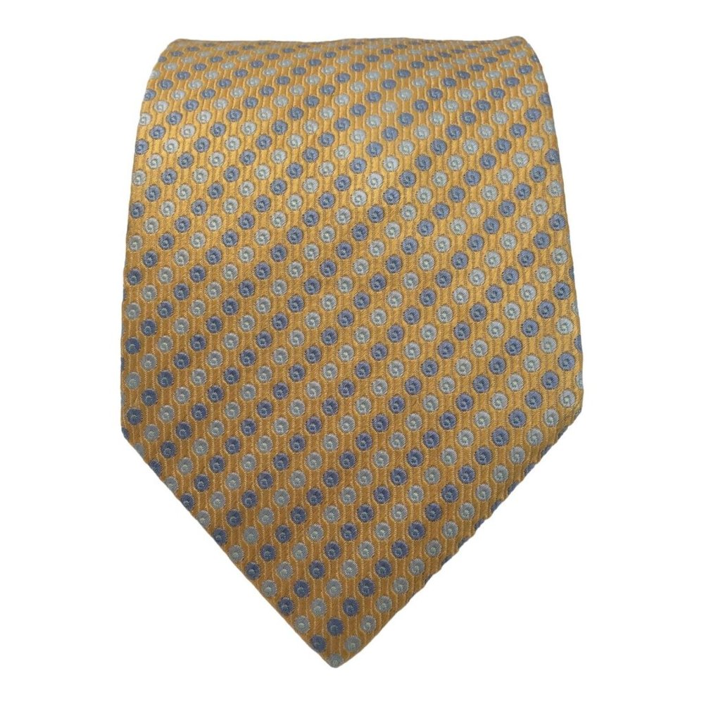 SALVATORE FERRAGAMO Yellow Geometric Silk Tie Italy 60"-3".3/4 EX COND